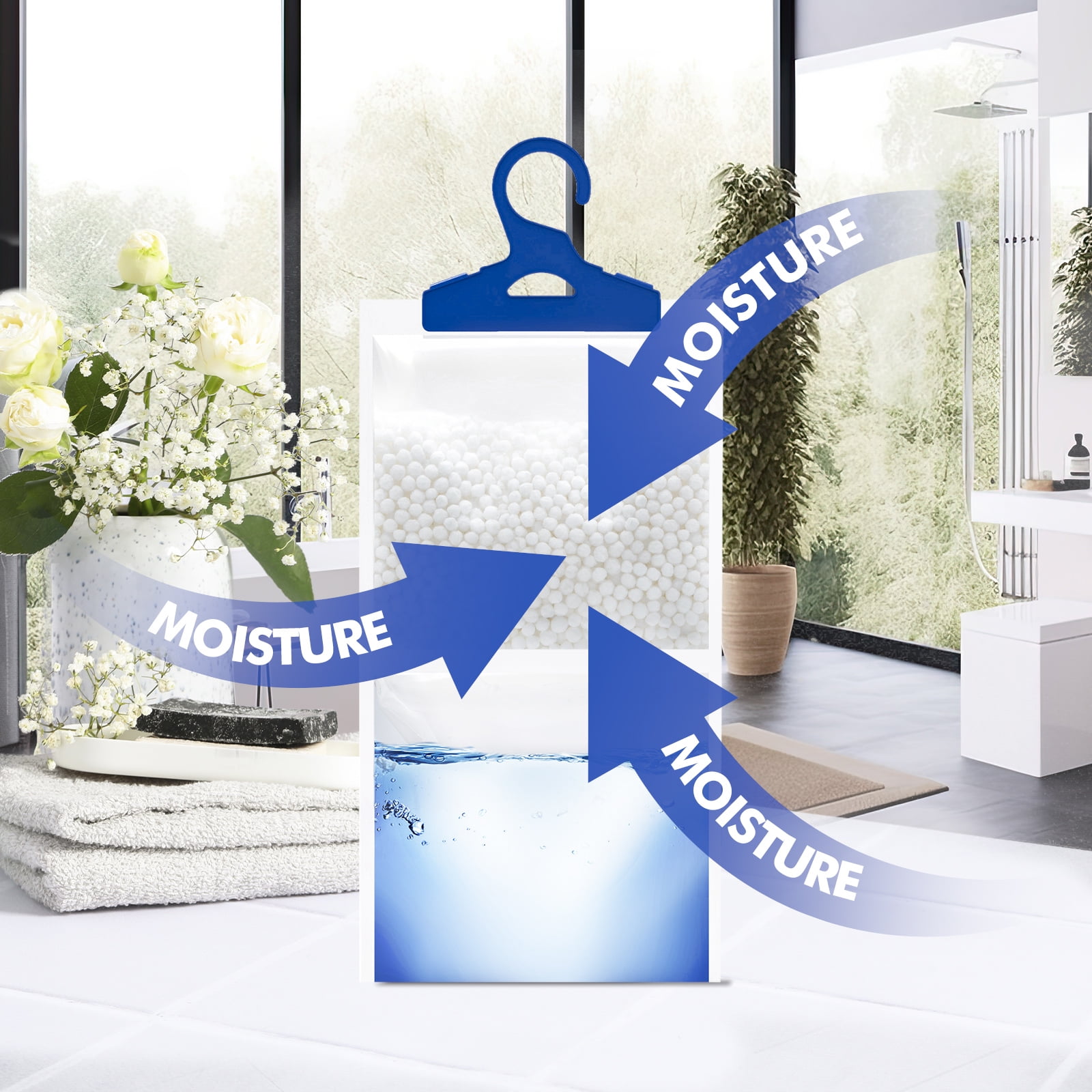XKLN Moisture Absorber Packets 9 Pack, Humidity Packs, Hanging Closet Dehumidifier Bags,  9.8OZ