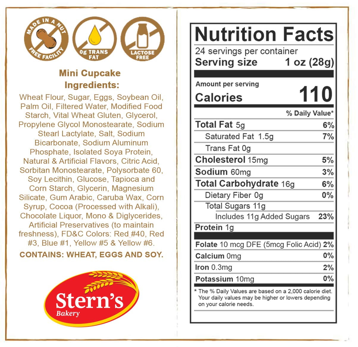 Birthday Snack | Cup Cakes | Snack Cakes | Birthday Cakes | Dairy & Nut Free | 24 Mini Cupcakes Per Pack | 21 oz  Sterns Bakery (24 Pack)