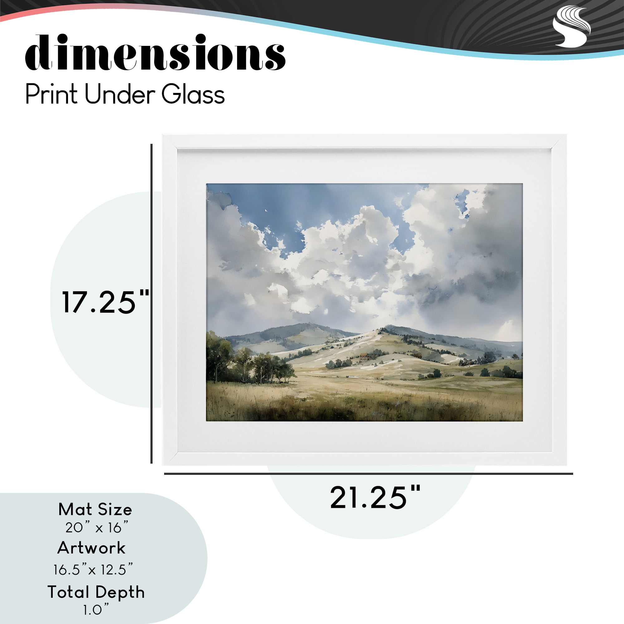 Stupell Industries Tranquil Hills Meadow White Framed Print Under Glass, design by Franklyn Gregory