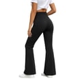 thumbnail image 4 of Qgtaibl Womens High Waisted Flare Yoga Leggings Crossover V Waist Tummy Control Bell Bottom Tights Stretch Slim Fit Non-See Through Sweatpants Black M, 4 of 4