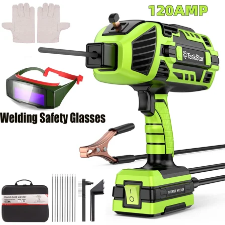 TaskStar Handheld Welder,110V 120A Portable Welding Machine,Welding Chipping Hammer, Suitable For 3/32" Welding Rods, Portable ARC Welder Gun