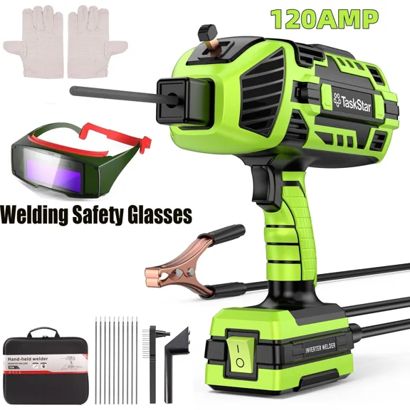 TaskStar Handheld Welder,110V 120A Portable Welding Machine,Welding Chipping Hammer, Suitable For 3/32" Welding Rods, Portable ARC Welder Gun