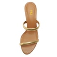 thumbnail image 3 of FSJ Women Simple Round Open Toe Sandals Two Strap Slide Mules Slip On Block Chunky Mid Heels Pumps Casual Daily Shoes Size 4 Gold, 3 of 4