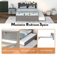 thumbnail image 6 of Full Trundle Bed with Bookcase Headboard, Wood Full Size Platform Bed Frame for Teens, No Box Spring Needed (Gray), 6 of 12