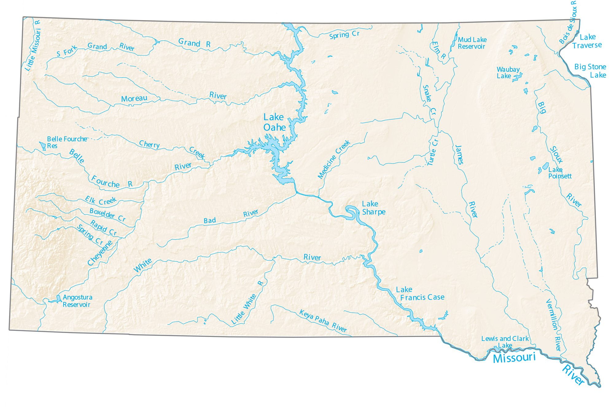 North Dakota Rivers Map South Dakota Lakes And Rivers - Large Map Vivid Imagery-12 Inch By 18 Inch  Laminated Poster With Bright Colors And Vivid Imagery-Fits Perfectly In  Many Attractive Frames - Walmart.com