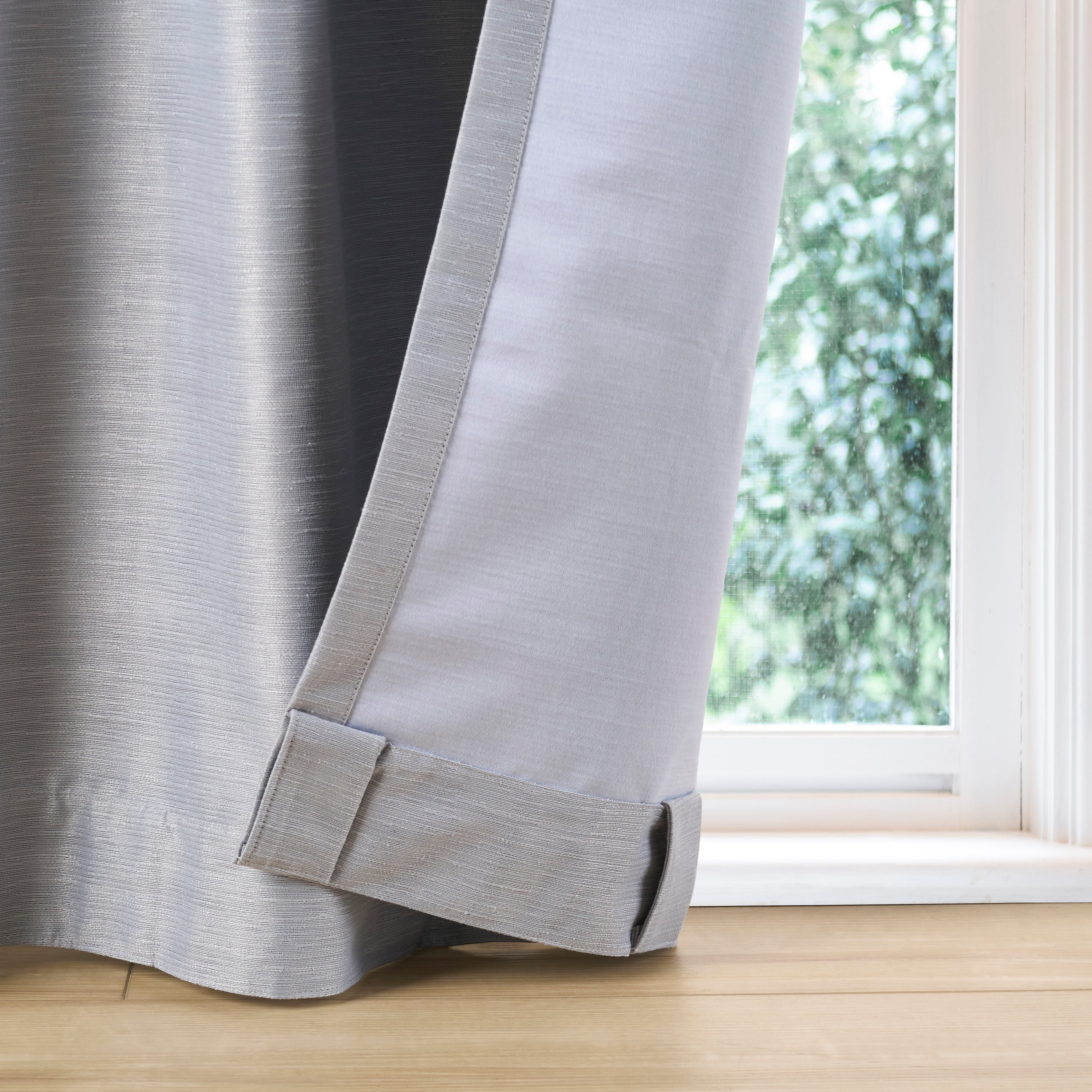 Better Homes & Gardens Colorblock Rod Pocket and Back Tab Blackout Curtain Panel, 1-Piece, Silver, 50" W x 84" L