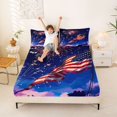 thumbnail image 3 of Manfei Anime Fireworks Queen Sheets, American Flag Queen Sheet Sets, Red White Blue, Colorful Stars Reversible 4-Piece (1 Flat Sheet, 1 Fitted Sheet and 2 Pillowcases), 3 of 6