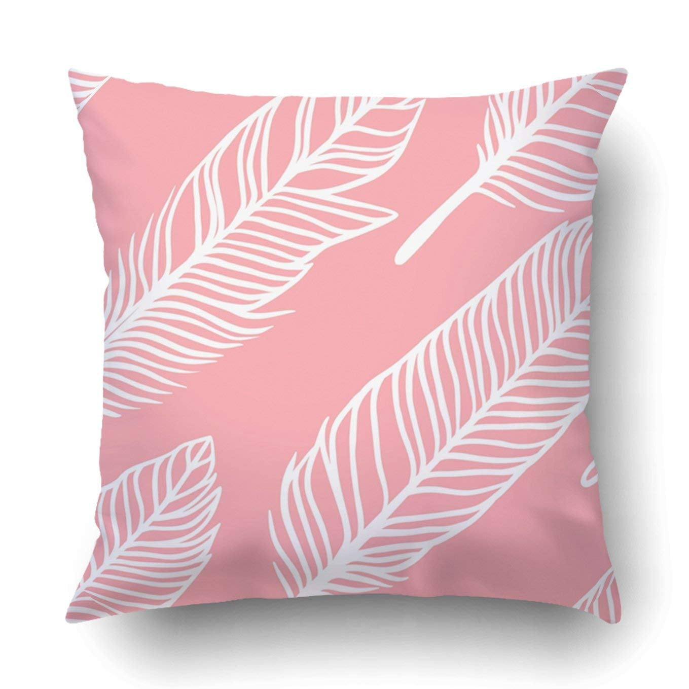 16x16 Multicolor Boho Chic Chick Home Decor and More Modern Boho Chic Feathers in Mint Green Black and Blush Pink Throw Pillow 