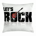 thumbnail image 1 of Guitar Throw Pillow Cushion Cover, Let's Rock Text with Grunge Looking Color Splashed Letters Music Fun Concert, Decorative Square Accent Pillow Case, 20 X 20 Inches, Ruby Black White, by Ambesonne, 1 of 2