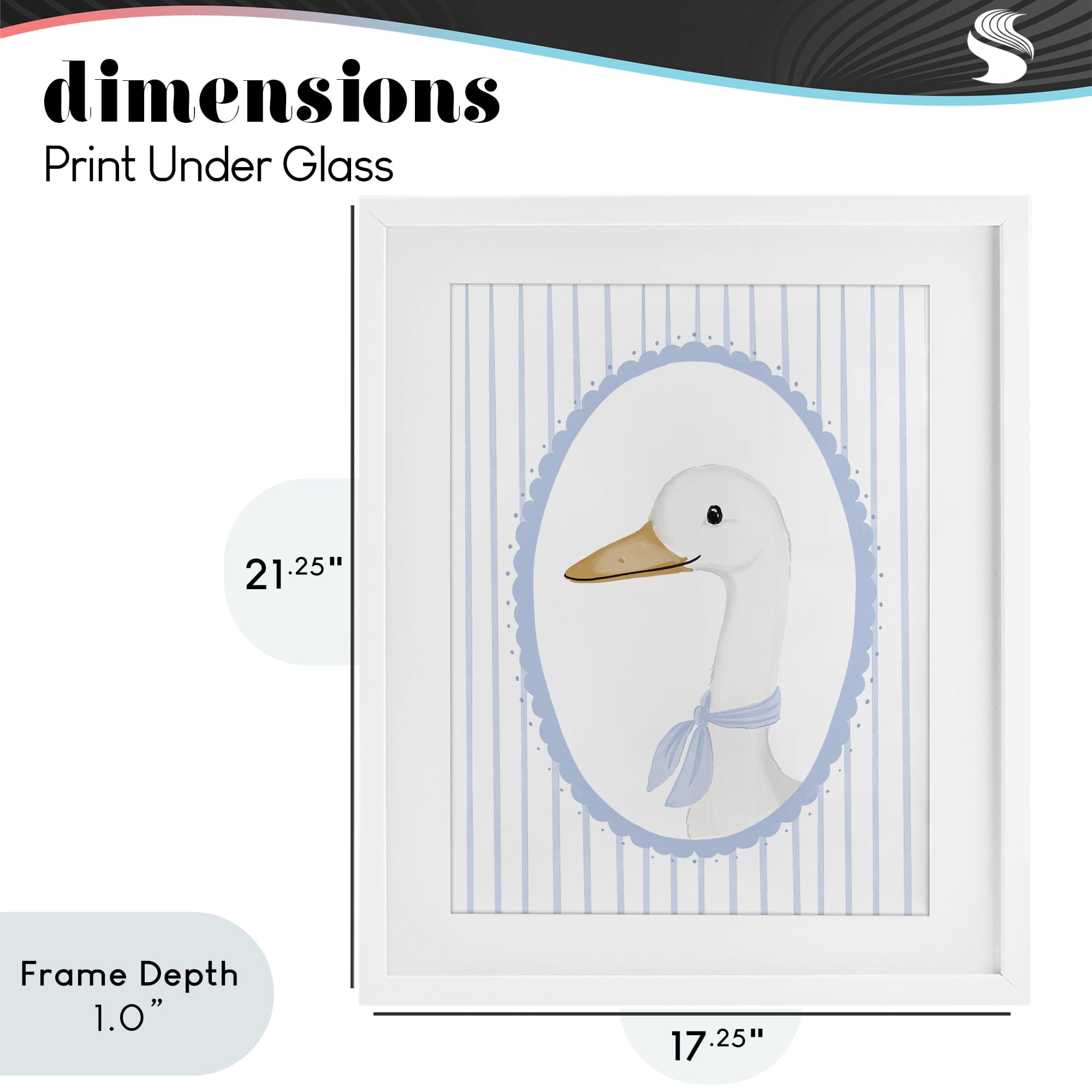 Stupell Industries Dainty Bordered Duck White Framed Print Under Glass, design by Cherrywood Lane