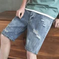 thumbnail image 4 of Pantalones cortos de mezclilla para hombre, rectos, rotos, con bolsillos, pantalones vaqueros cortos para hombre, novedad en oferta, pantalones cortos originales populares de Harajuku, pantalones cort, 4 of 5
