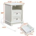 thumbnail image 2 of AENKYO Farmhouse 2-Drawer Nightstand with Charging Station, Rustic Wooden End Table for Bedroom & Living Room, White, 2 of 8