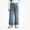 D Blue, variant on WAVSUF Kids Girls Wide Leg Jeans with Pockets Loose Fit Elastic Waist Fall Daily Denim Pants Blue 7-8