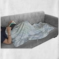 thumbnail image 6 of Modern Soft Flannel Fleece Throw Blanket, Abstract Geometrical Futuristic Modern Image Stripes and Unknown Background, Cozy Plush for Indoor and Outdoor Use, 60" x 80", Blue and White, by Ambesonne, 6 of 6