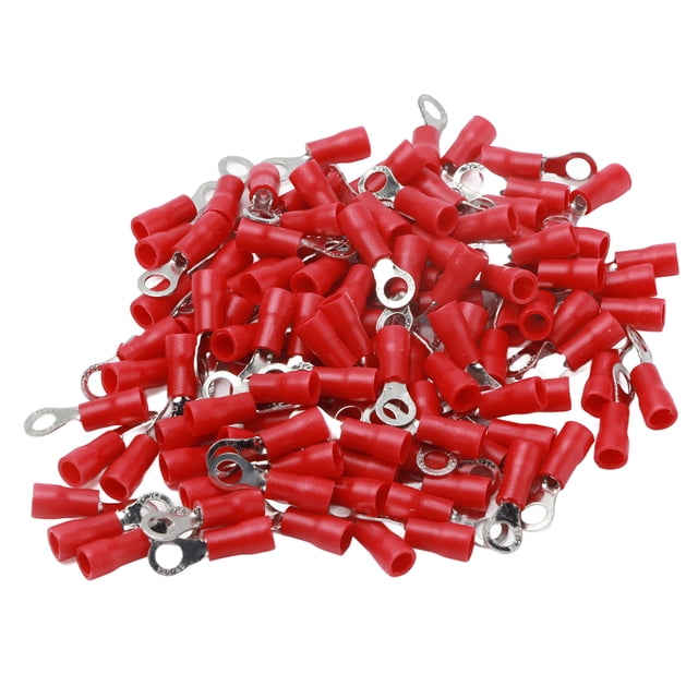 100 Pcs Pré-Isolées Anneaux de Connexion en Cuivre PVC pour Machinerie AWG 2216RV1.254 Rouge