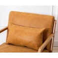 thumbnail image 6 of Dayalane Modern Accent Chair, Oak Wooden Armchair Linen Upholstered Sofa Chair with Back, Mid Century Reading Chair for Living Room Bedroom Reception Room, Orange, 6 of 9