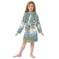 thumbnail image 6 of FORMRS Niños Bathrobe Unisex Hooded Robe Soft Plush Pajamas Sleepwear, Size 10-12T, Beige Mountain, 6 of 7