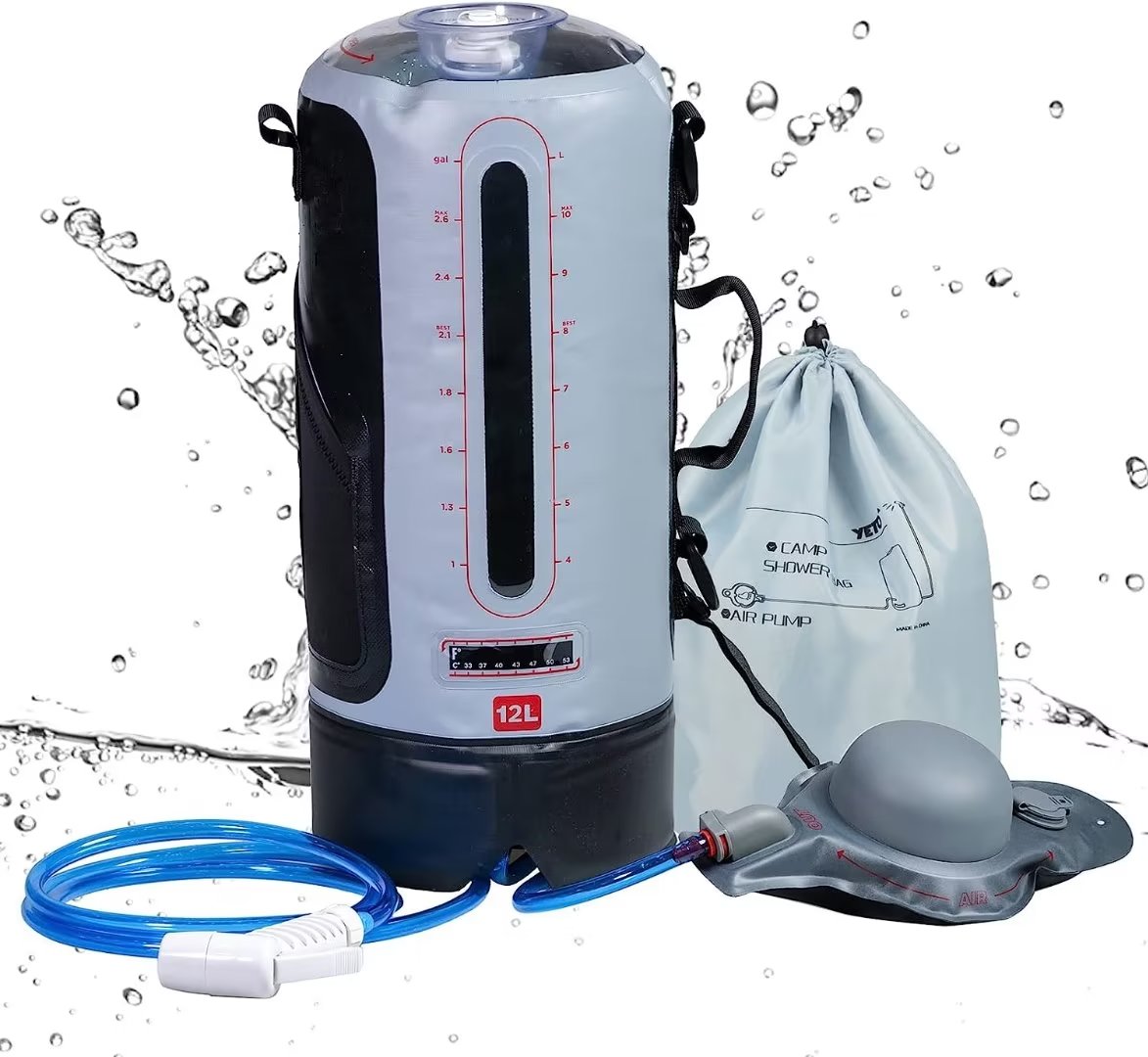 Wisdom 12L/3.17 Gallons Portable Camping Shower Portable Shower for Camping Camp Shower Solar