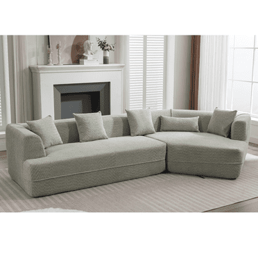 CoSoTower Modular Sofa , Modern Minimalist Style Sofa, Upholstered , Free Combination, Round Fiber Fabric, Anti-Wrinkle Fabric,Dimension Extension,Green