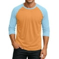 thumbnail image 2 of 3/4 Sleeve Mens Casual Raglan Jersey Baseball Tee Shirt Orange XL, 2 of 7