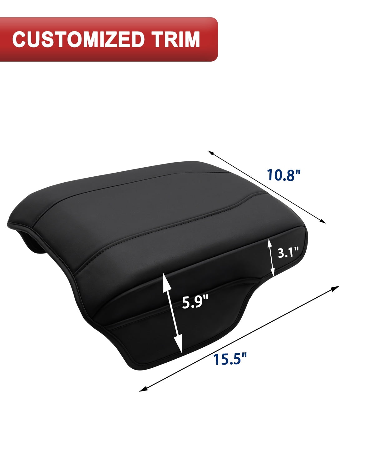 KBH Center Console Cover for 2023-2026 Honda Pilot Accessorie, 2024 2025 2026 Honda Ridgeline/Passport Armrest Cover with Side Pockets, Black Leather Middle Console Lid Protector