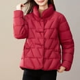 thumbnail image 6 of RYRJJ Women's Quilted Puffer Jackets Trendy Winter Lightweight Warm Stand Collar Snap Button Puffy Coats Outwear with Pockets(Red,XL), 6 of 6