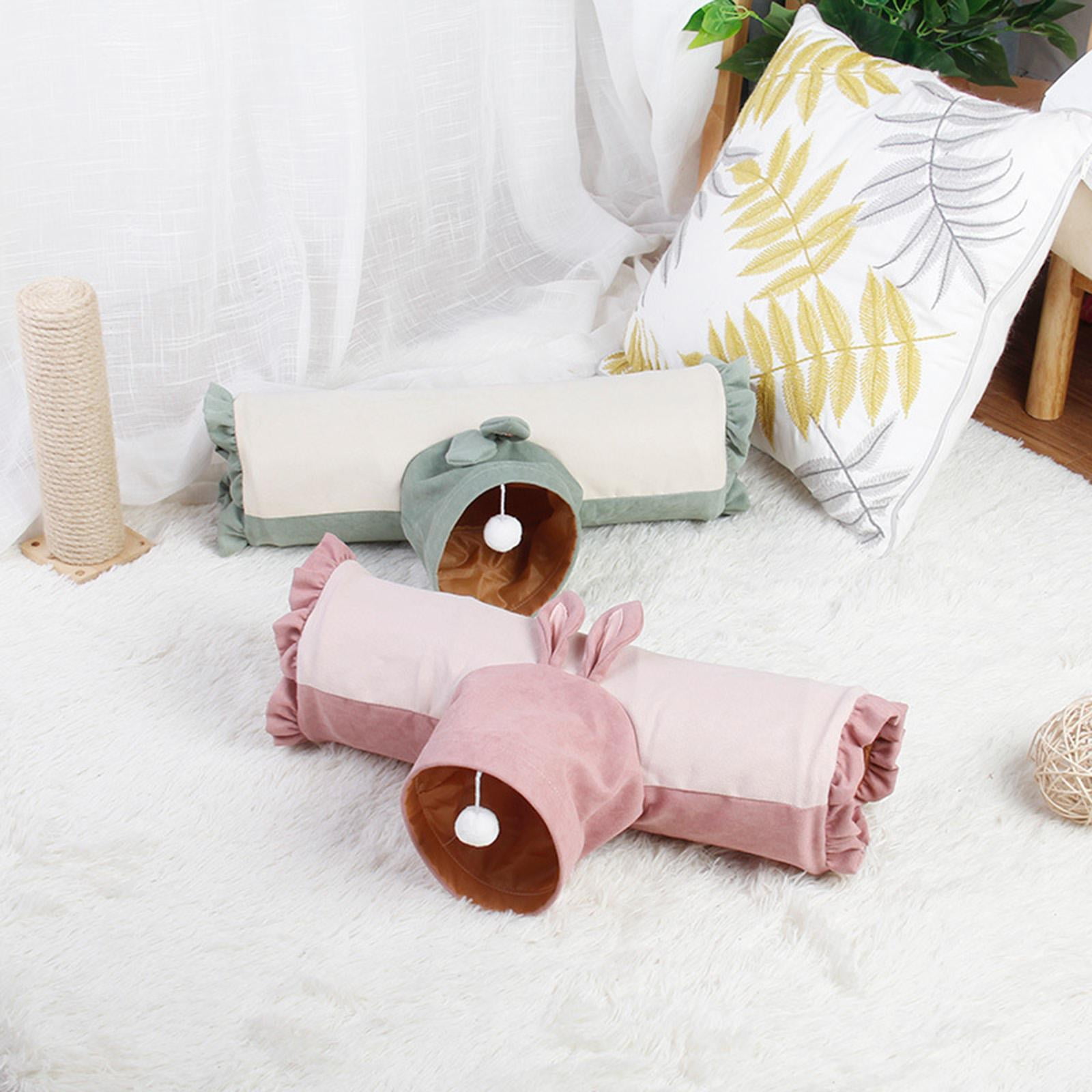 2 Pieces Small Animal Hideout Tunnel Collapsible Pet toy Tunnel Tube for Rabbit Hamster Guinea Chinchilla Pet Supplies