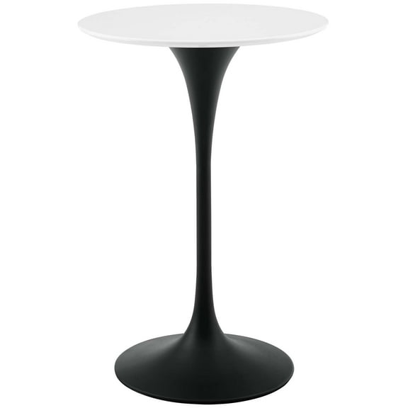 Contemporary Modern Urban Designer Bar Pub and Dining Kitchen Round Bar Table, Wood Metal Steel, Black White