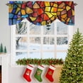 thumbnail image 6 of Tie Up Valance Blue Red Yellow Valances for Windows Modern Colored Rainbow Stained Glass Balloon Shade Valance Window Treatment Short Curtain Valances for Living Room Kitchen Bedroom Bathroom 42"x18", 6 of 8