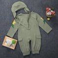 thumbnail image 4 of Newborn Baby Romper Long Sleeve Fastener Rompers+Hat Jumpsuit Casual Outfits Pilot Style, 4 of 4