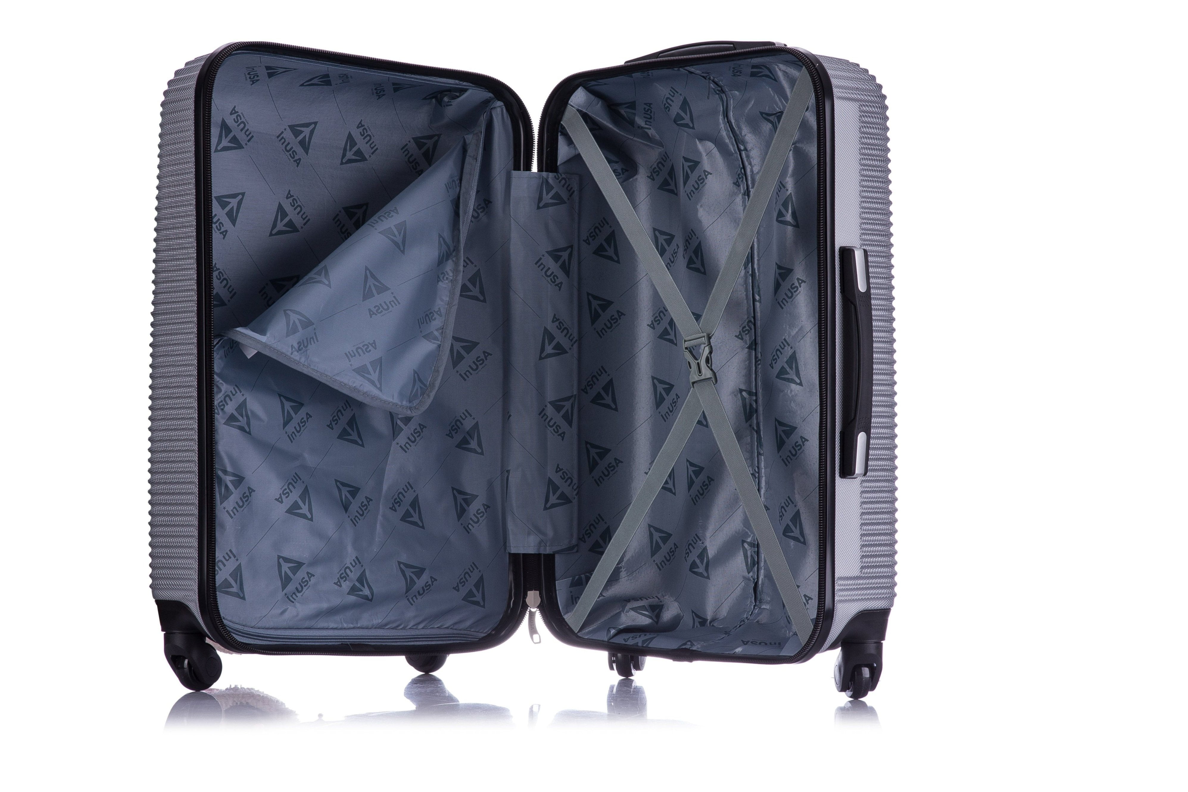 InUSA Royal 28" Hardside Lightweight Luggage with Spinner Wheels, Handle, and Trolley, Silver