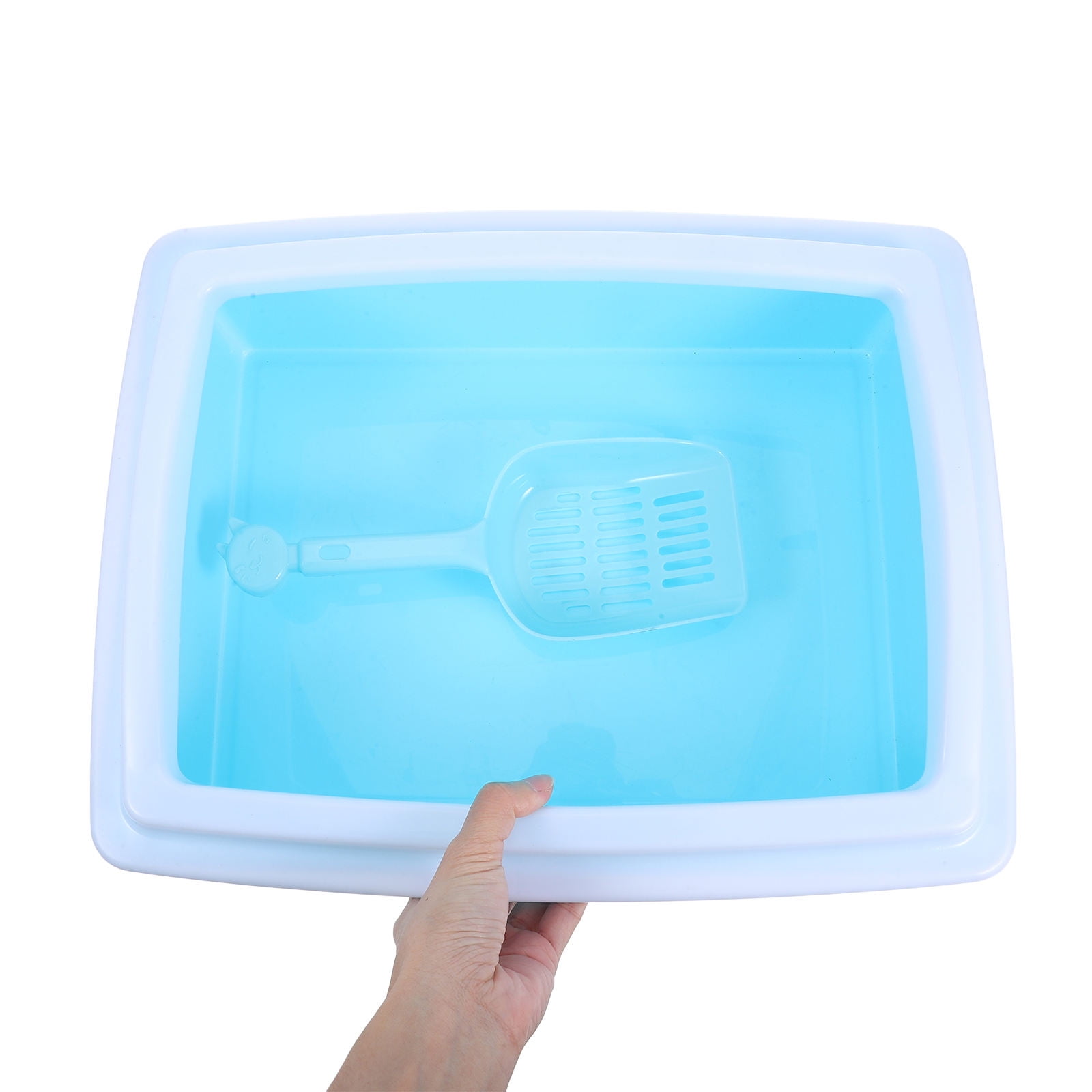 COMPUKAS ABS Material Half Enclosed Cat Toilet with Litter Shield for Small Space Use