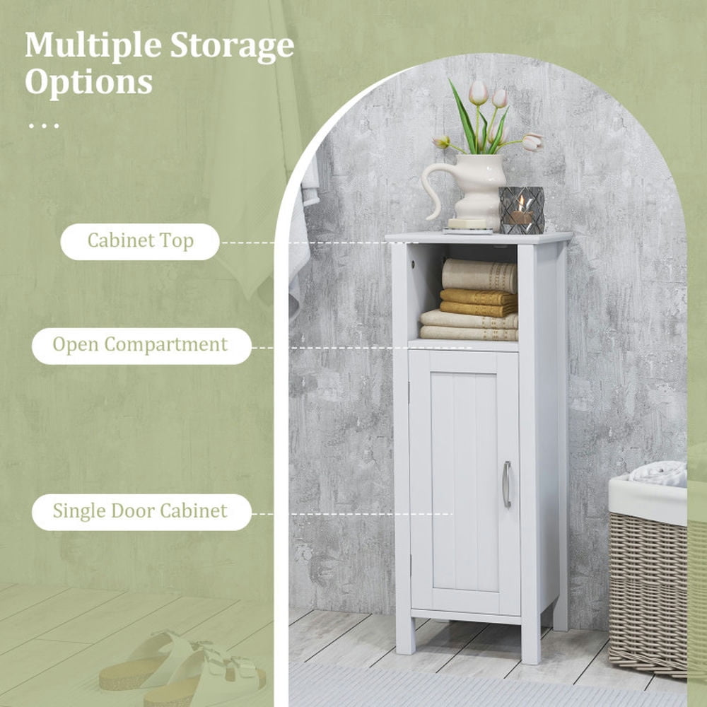Finihen Bathroom Storage Cabinet, Bathroom Floor Cabinet, 1-Door Freestanding Bathroom Cabinet with Open Shelf, for Bathroom, Living Room, Bedroom, Kitchen, White Finihen Bathroom Storage Cabinet, Bathroom Floor Cabinet, 1-Door Freestanding Bathroom Cabinet with Open Shelf, for Bathroom, Living Room, Bedroom, Kitchen, White