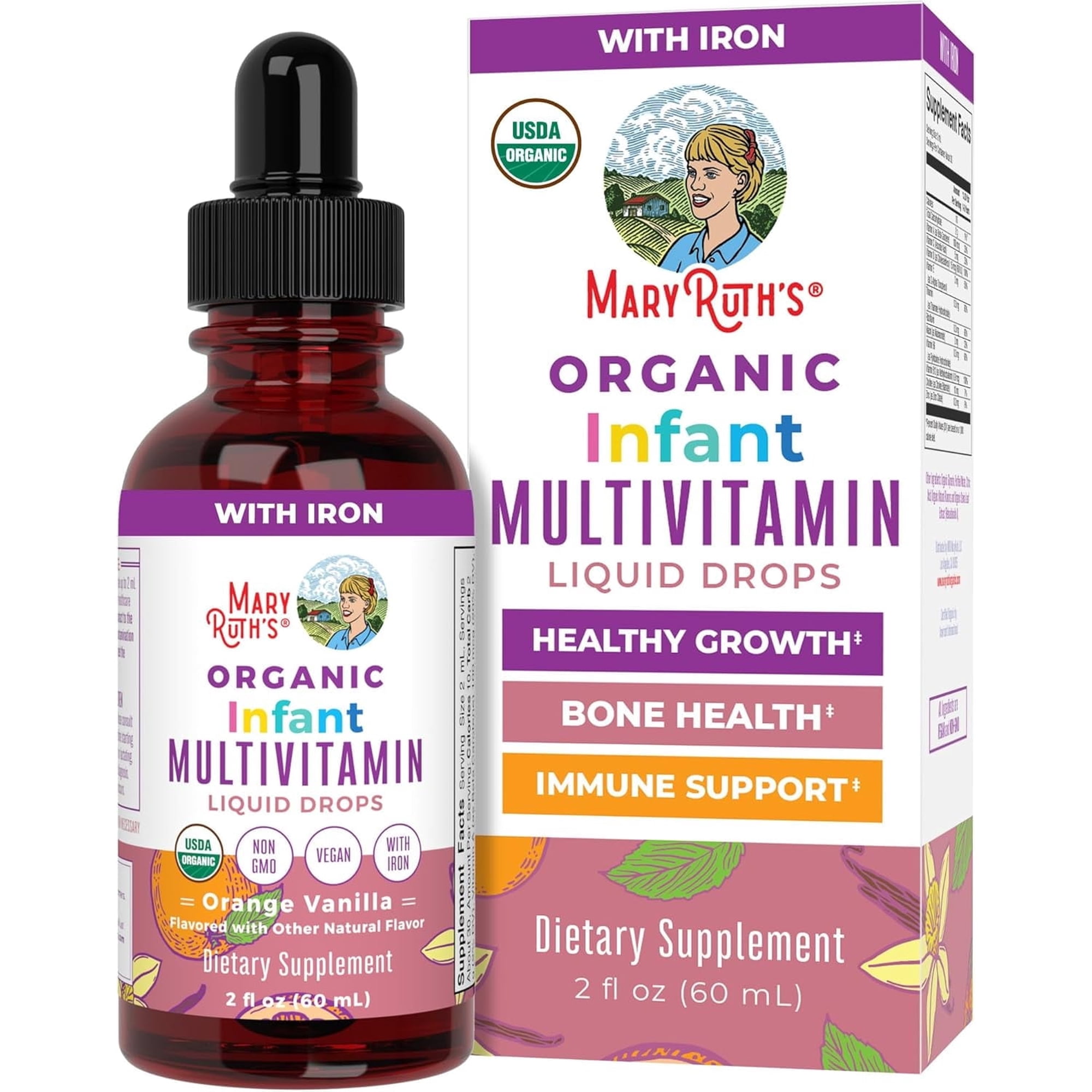 MaryRuth's Multivitamin Liquid Drops for Infants, Vitamin A, C, D, Zinc, Sugar Free, Vegan, Non-GMO, 2 fl oz