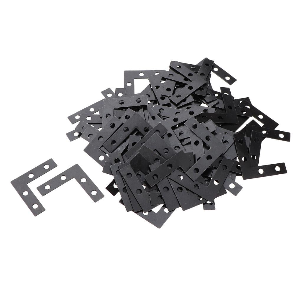 100pcs Angle Plate Corner Flat Shaped Repair Brackets Black