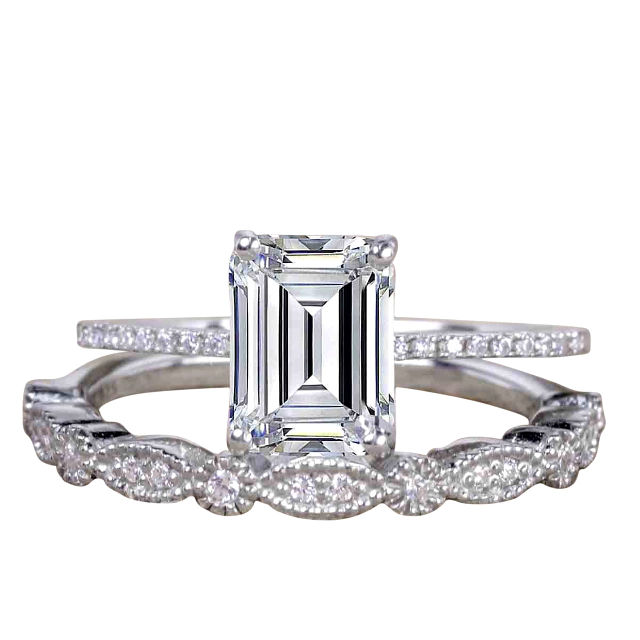 Details about   2.00Ct Emerald Cut White Diamond Solitaire Engagement Ring in 14K White Gold 