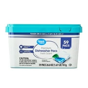 Great Value Premium Dishwasher Pacs, Fresh Scent, 59 Count
