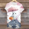 thumbnail image 4 of TOWED22 Halloween Costumes for Women Funny Pumpkin Printed Cute T Shirts Ghost Graphic Tops Fall Tee Fashion Gift(Pink,4XL), 4 of 6
