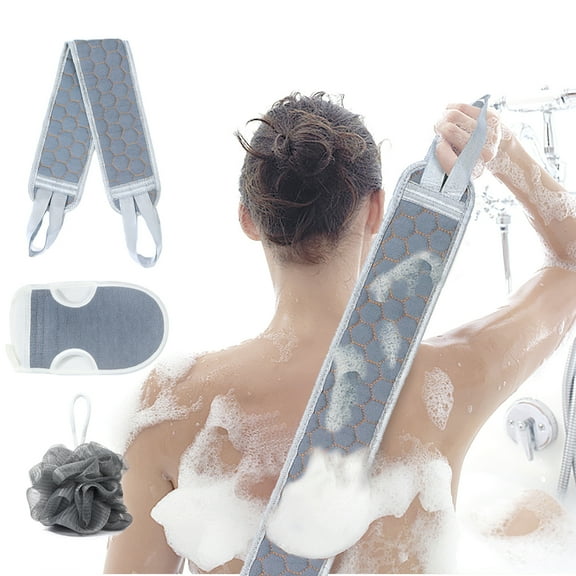 Exfoliating Back Scrubber for Shower, Exfoliating Glove and Shower Loofah Set(3 Packs)