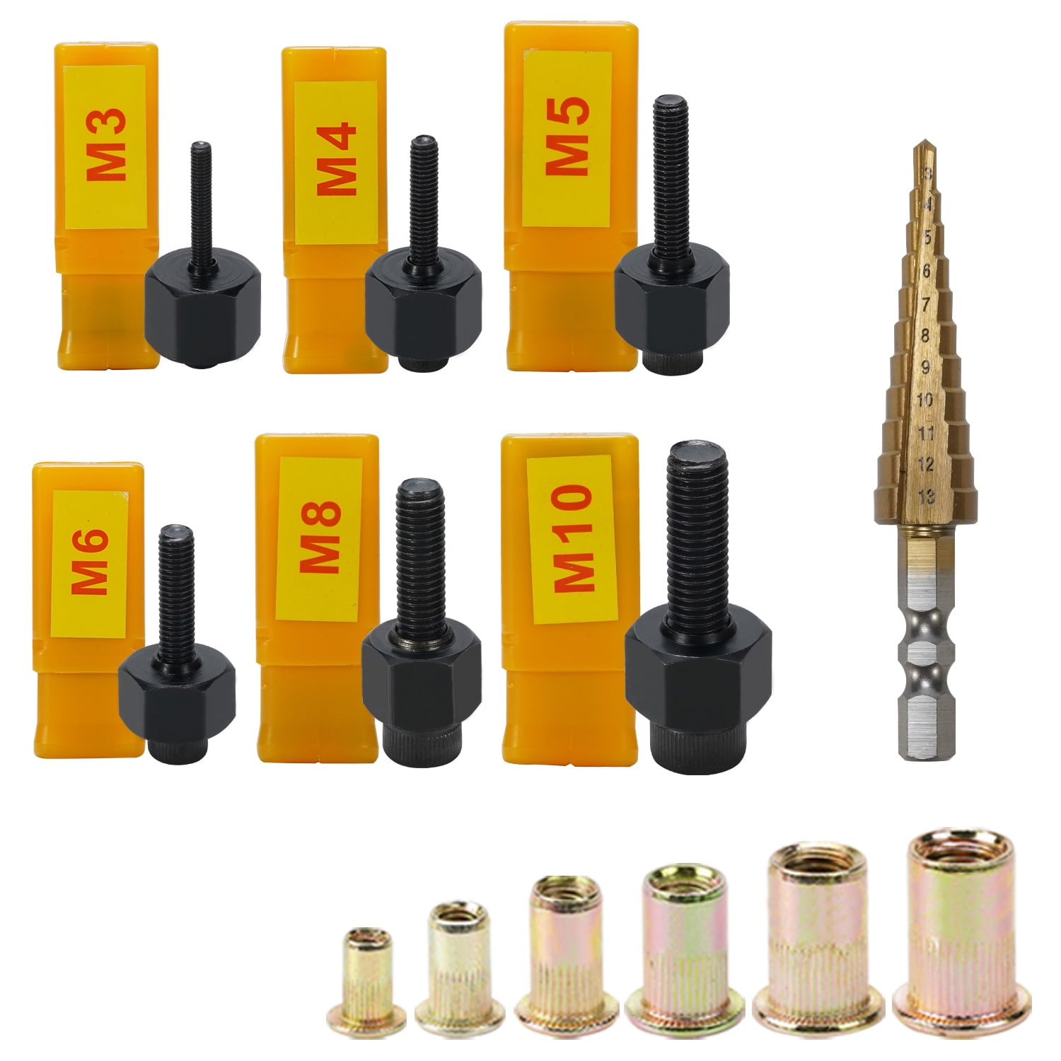 iMeshbean Hand Rivet Nut Gun Head Nuts Rivet Nut Tool Manual Riveter Rivnut Tool Accessory with a Hand Drill for Nuts M3 M4 M5 M6 M8 M10 Simple installation