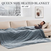 MaxKare Heated Blanket, Queen Size Electric Blanket with 10 Heating Levels & 10H Timers, Soft Flannel, Gray