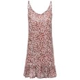 thumbnail image 3 of Femmes V Cou Fronde Floral Imprimé Plissée Ourlet Mini-Robe, 3 of 4