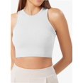 thumbnail image 3 of Women High Neck Seamless Crop Tank Ribbed Soft Cropped Tops, 3 of 4