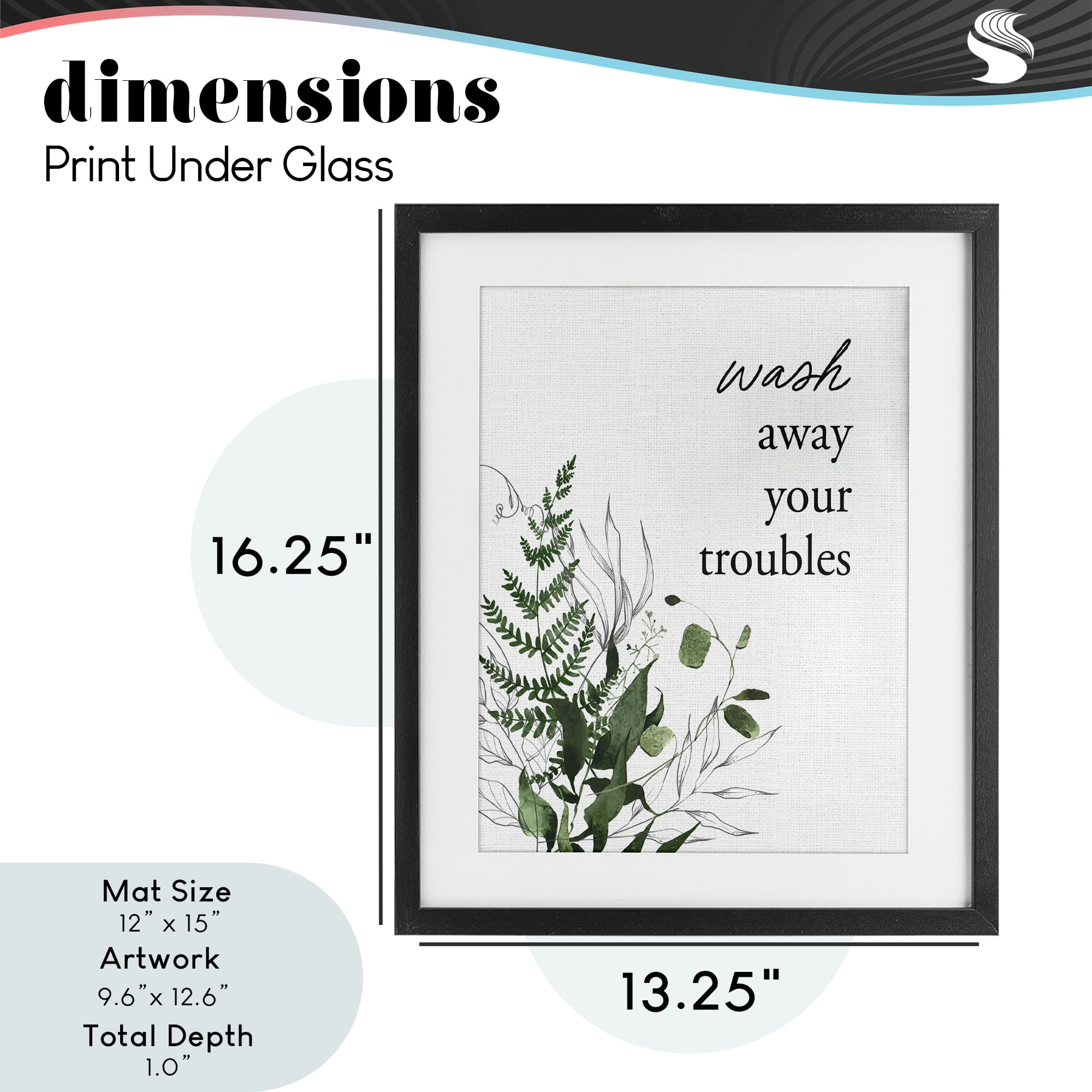 Forest Foliage Wash Away Black Framed Print Under Glass, design by Lettered and Lined