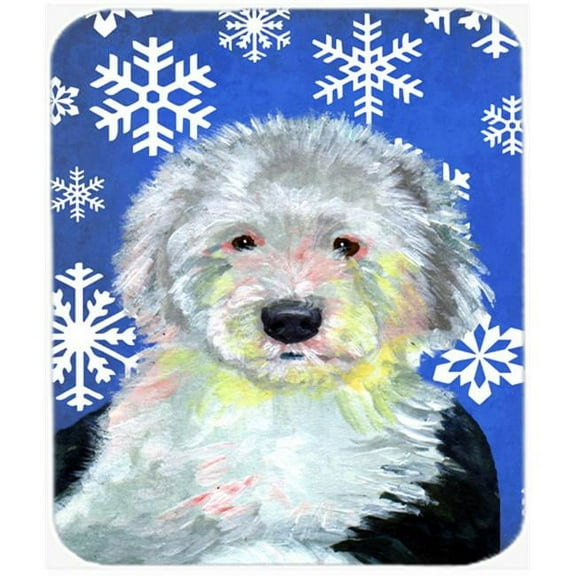 Carolines Treasures  Old English Sheepdog Winter Snowflakes Holiday Mouse Pad- - 7.75 x 9.25 In.