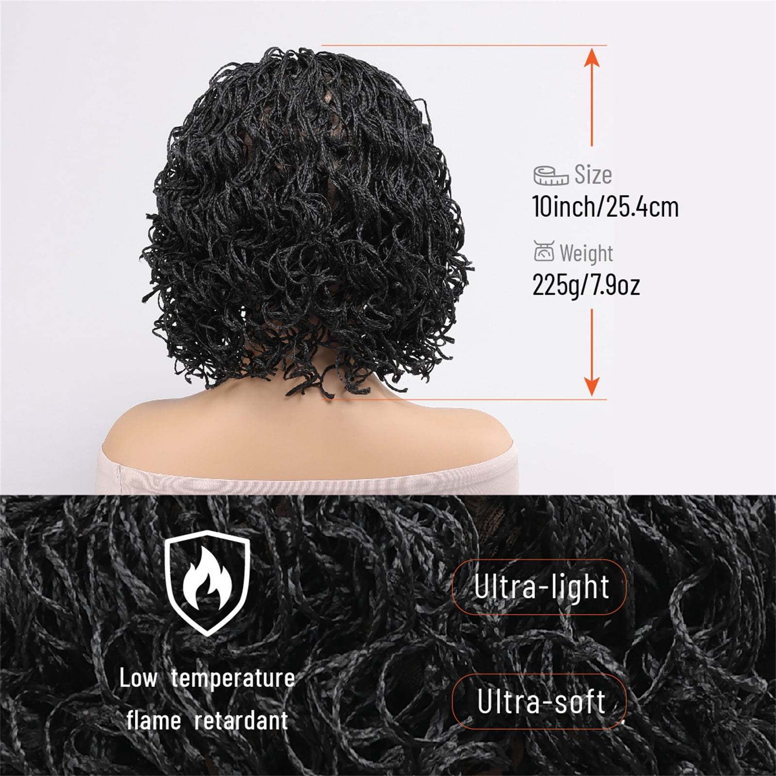 10 In Bbraided Wigs for Black Women, Full Lace Crochet Braids, Glueless Braided Wigs with Baby Hair Faux Locs in Boho Dreadlock Style