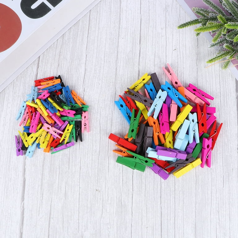 100PCS Wooden Mini Clips Artwork Clothespin Photo Craft Colorful