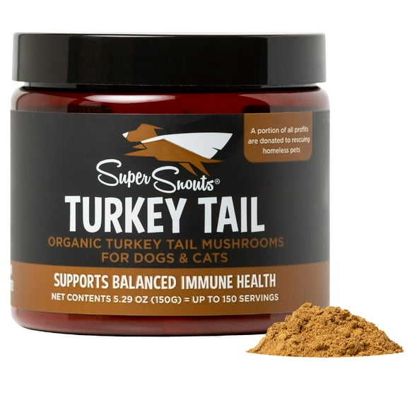 Super Snouts Turkey Tail Mushroom Supplement Powder for Dogs &amp; Cats (5.29 oz) - Organic, Made in USA Antioxidant &amp; Inflammation Support, Immune Support