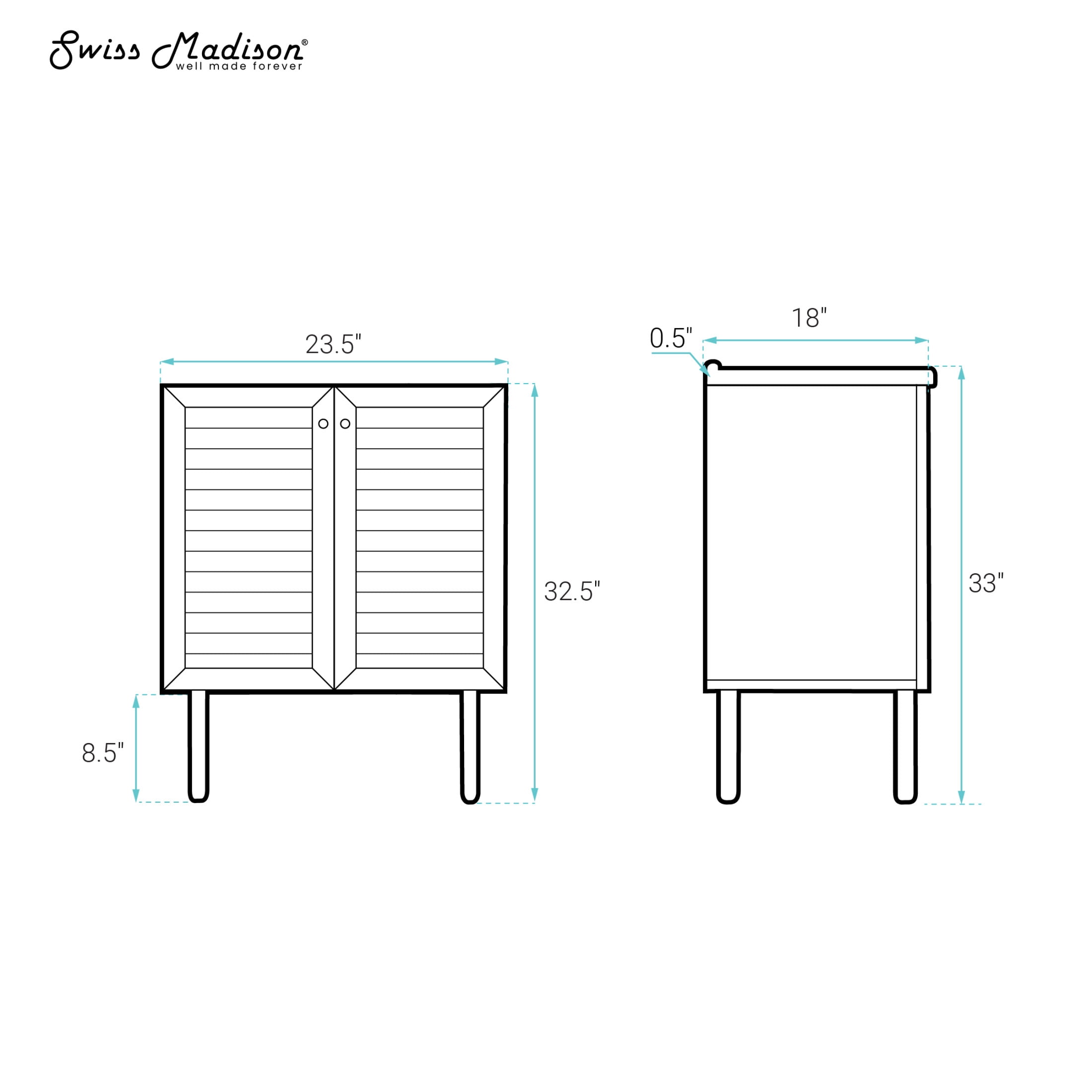 Bron 24" Freestanding Bathroom Vanity Cabinet without Top in White Oak