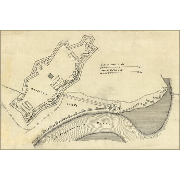 24"x36" Gallery Poster, map defenses Caustens Bluff savannah Georgia 1864